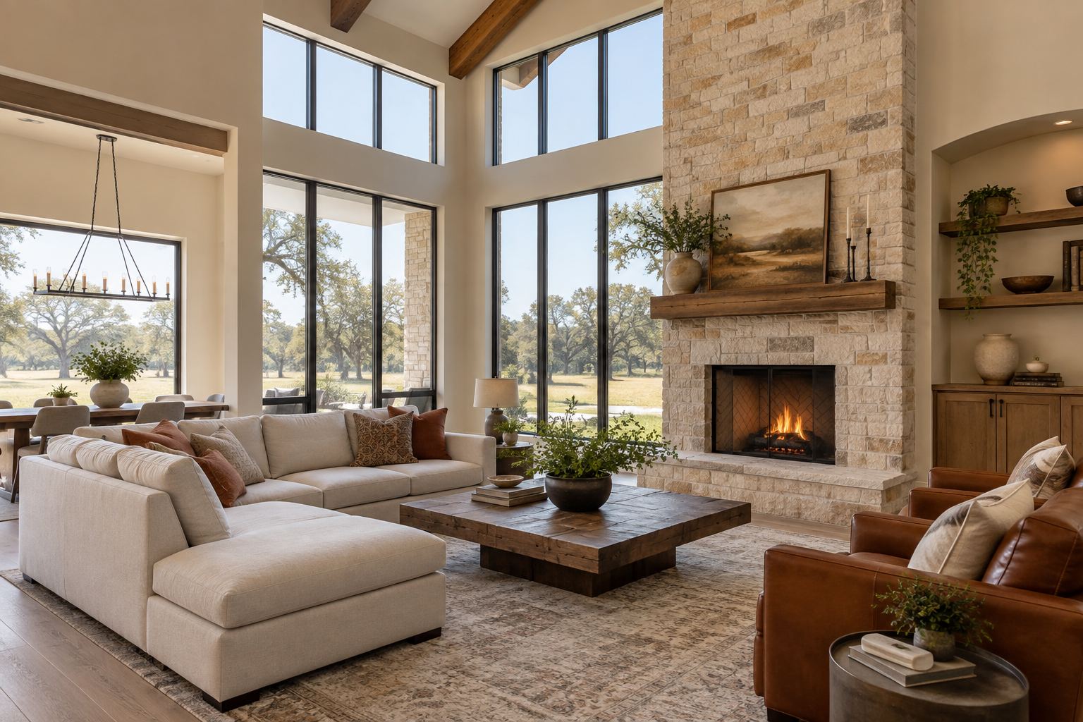 A bright Texas living room, illustrative